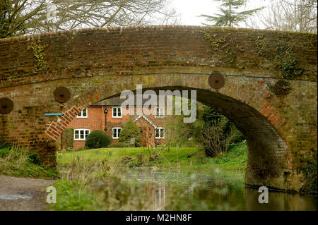 Poulter`s Bridge on Basingstoke Canal in Church Crookham, Hampshire, England, United Kingdom. April 4th 2015 © Wojciech Strozyk / Alamy Stock Photo Stock Photo